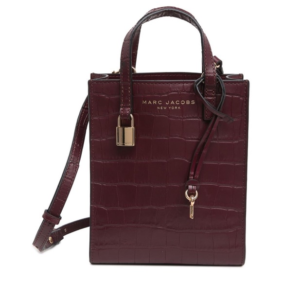Marc Jacobs Handbags - Marc Jacobs Women's Red Micro Tote Croc Embossed Leather Crossbody Bag